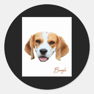 Pegatina Redonda Retrato de color de perro beagle