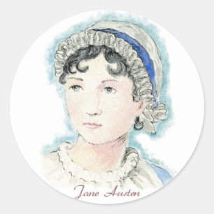 Pegatina Redonda Retrato de Jane Austen de Alicia Flynn