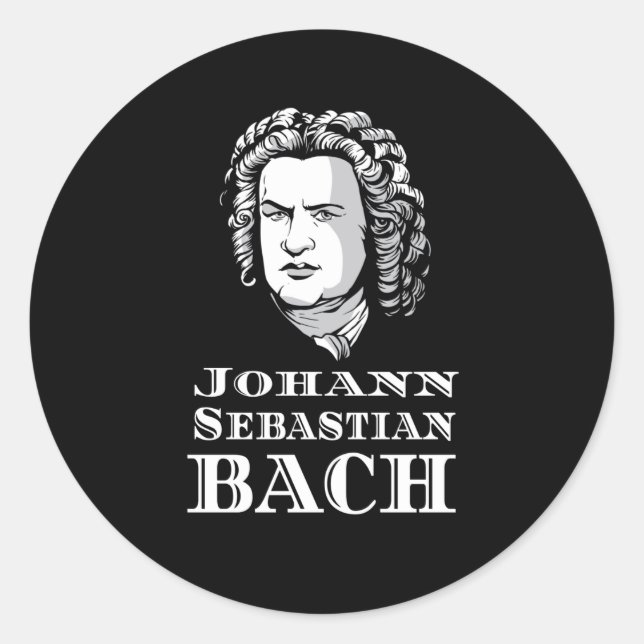Pegatina Redonda Retrato de Johann Sebastian Bach (Anverso)