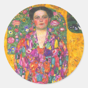 Pegatina Redonda Retrato de Klimt de Eugenia Primavesi