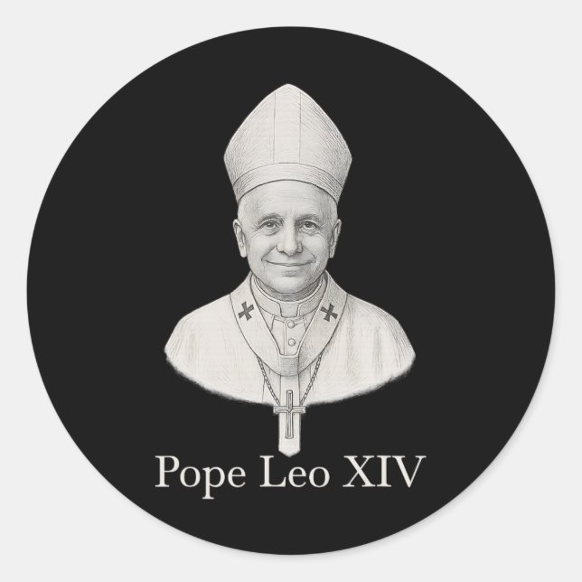 Pegatina Redonda Retrato de Leo Xiv (Anverso)