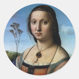 Pegatina Redonda Retrato de Maddalena Doni por Rafael Sanzio