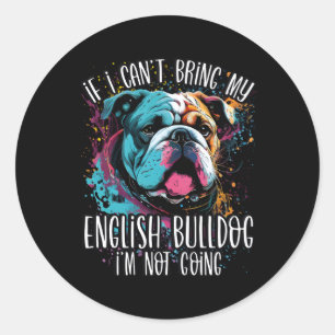 Pegatina Redonda Retrato de Mama Dad, el Bulldog inglés de Splash c