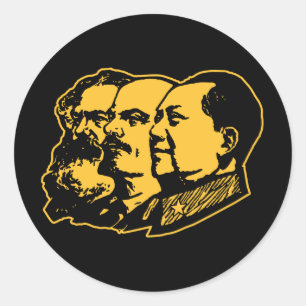Pegatina Redonda Retrato de Marx Lenin Mao