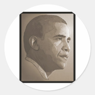 Pegatina Redonda Retrato de Obama
