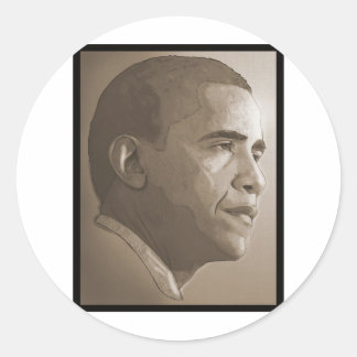 Pegatina Redonda Retrato de Obama
