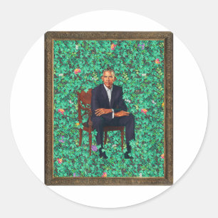 Pegatina Redonda Retrato de Obama Tee _1