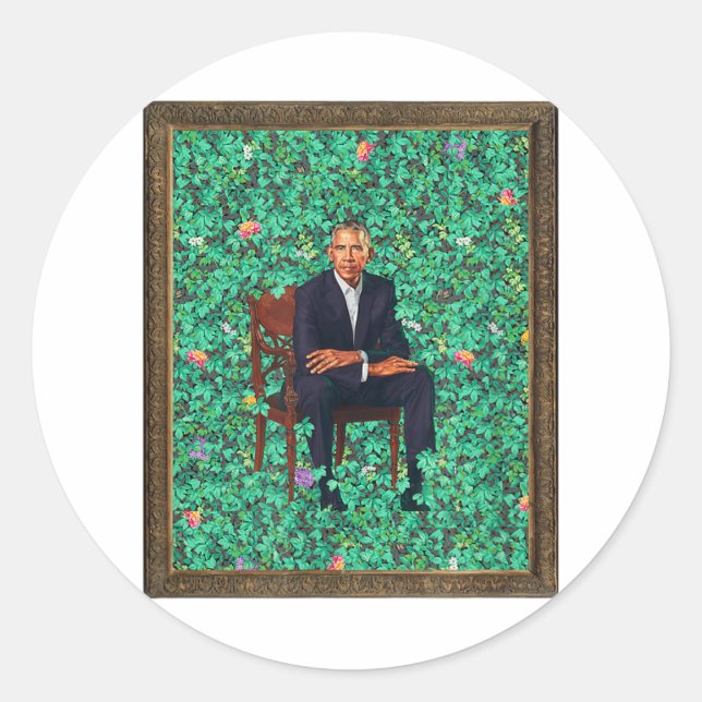 Pegatina Redonda Retrato de Obama Tee _1 (Anverso)
