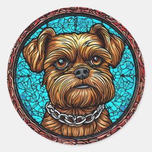 Pegatina Redonda Retrato de perro lindo