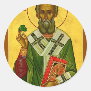 Pegatina Redonda Retrato de San Patricio