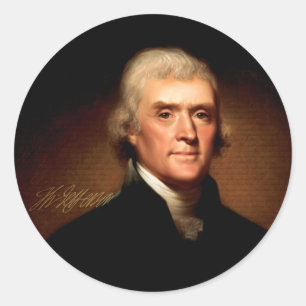Pegatina Redonda Retrato de Thomas Jefferson