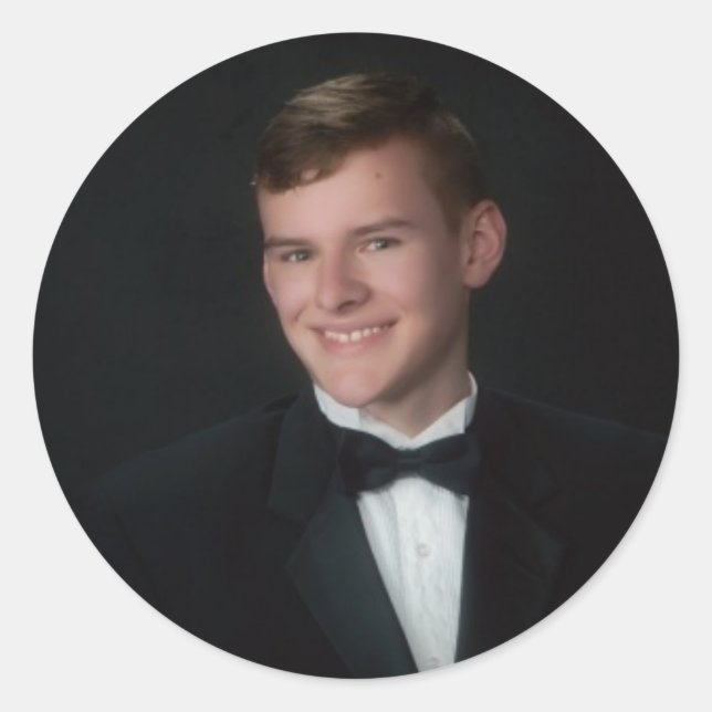 Pegatina Redonda Retrato de Victor Jones Senior para 2015 (Anverso)