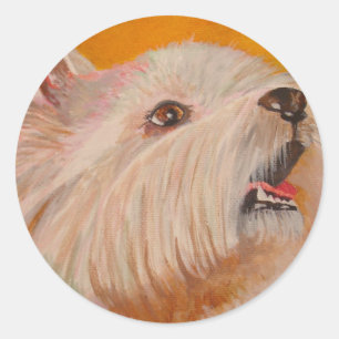 Pegatina Redonda Retrato de West Highland White Terrier