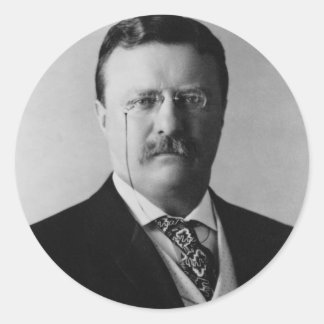 Pegatina Redonda Retrato del Presidente Theodore Roosevelt