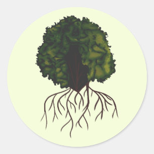 Pegatina Redonda Retrato digital de collar de audacia afro-bella