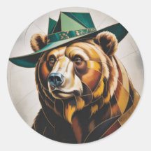 Retrato geométrico abstracto del oso cubista