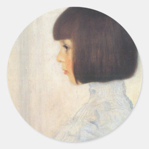 Pegatina Redonda Retrato Gustav Klimt de Helene Klimt