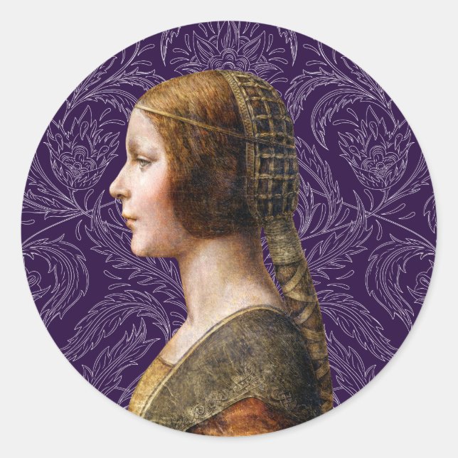 Pegatina Redonda Retrato Leonardo da Vinci La Bella Principessa (Anverso)
