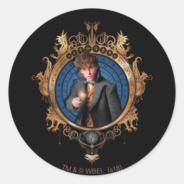 Pegatina Redonda Retrato NEWT SCAMANDER™ (Anverso)