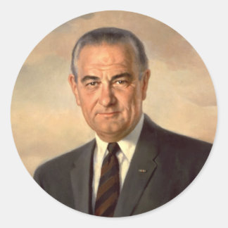 Pegatina Redonda Retrato Oficial de Lyndon Johnson