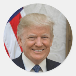 Pegatina Redonda Retrato oficial del presidente Donald Trump 2017