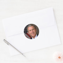 Pegatina Redonda Retrato Oficial del Presidente George W Bush