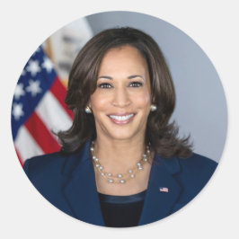 Pegatina Redonda Retrato oficial del vicepresidente Kamala Harris