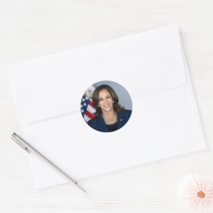 Pegatina Redonda Retrato oficial del vicepresidente Kamala Harris