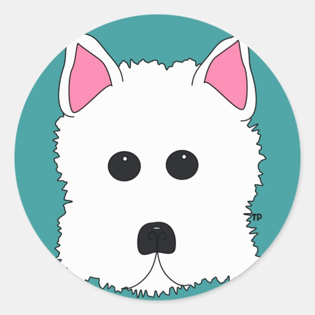 Pegatina Redonda Retrato Westie (Anverso)