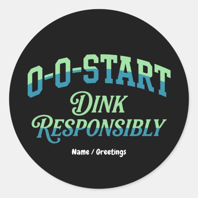 Pegatina Redonda Retro 0-0-Start Court Aesthetic Minimal Pickleball (Anverso)