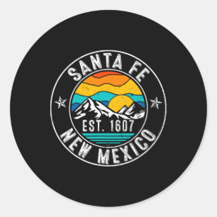 Pegatina Redonda Retro 70s 80s Santa Fe Nuevo México Nm