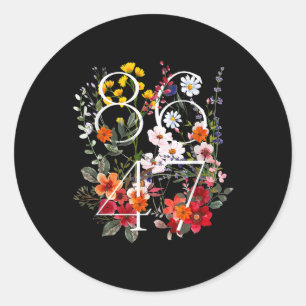 Pegatina Redonda Retro 8647 Floral contra Trump político liberal