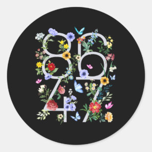 Pegatina Redonda Retro 8647 sutil Trump 86 47 Floral Boho Style