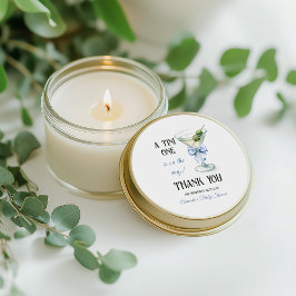 Pegatina Redonda Retro A Tini Un Martini Lazo Azul Niño Baby Shower