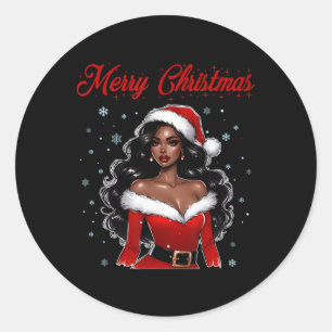 Pegatina Redonda Retro African American Merry Christmas Black Chris