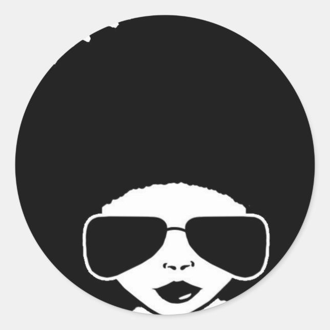 Pegatina Redonda retro Afro chica (Anverso)