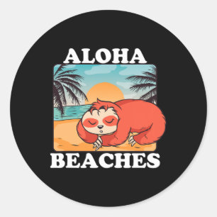 Pegatina Redonda Retro Aloha Viene Divertida Familia De Concordanci