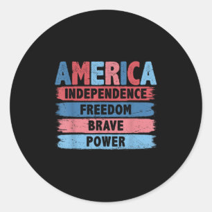 Pegatina Redonda Retro América Libertad Libertad Valiente Estados U