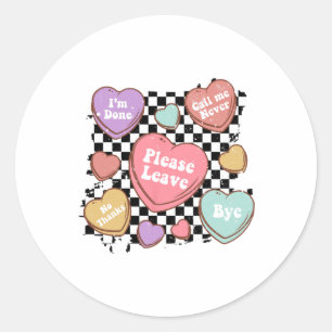 Pegatina Redonda Retro Anti Valentines Funny Valentine Candy Heart