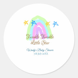 Pegatina Redonda Retro arco iris twinkle pequeño estrellas bebé sh