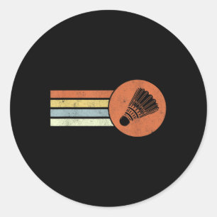 Pegatina Redonda Retro Badminton Birdie Smash Volante Badmi Antiguo