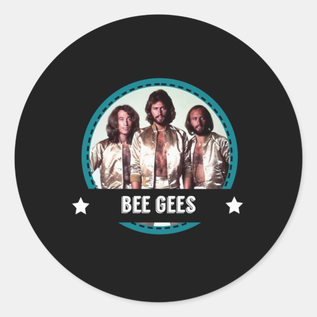 Pegatina Redonda Retro Bee Gees Banda de iconos tributos de los año (Anverso)