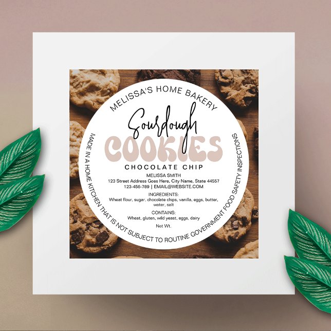 Pegatina Redonda Retro Beige Sourdough Cookies Ley de Cottage de pa (Retro Beige Sourdough Cookies Bakery Cottage Law Classic Round Sticker)