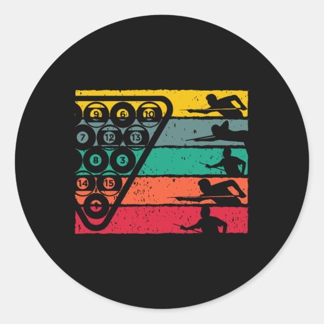 Pegatina Redonda Retro Billiards Sport (Anverso)