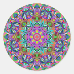 Pegatina Redonda Retro Bliss Mandala