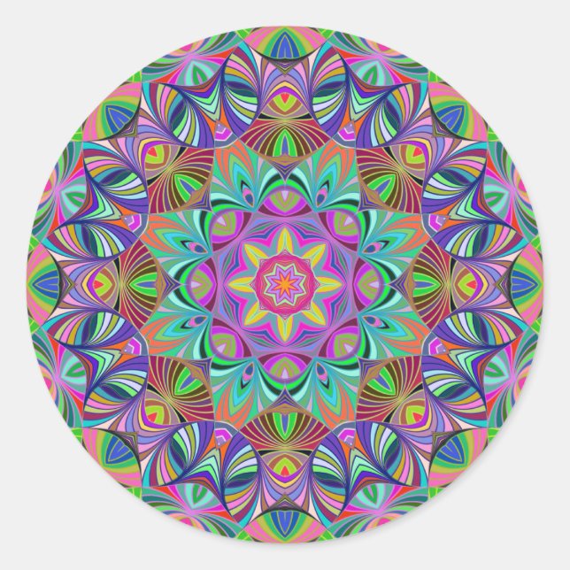 Pegatina Redonda Retro Bliss Mandala (Anverso)