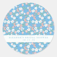 Retro Boho Blue Ditsy Floral Personalizado Británi