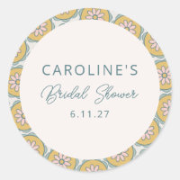 Retro Boho Floral Personalizado amarillo ducha de 