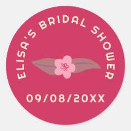 Pegatina Redonda Retro Boho Fun Floral PERSONALIZADO Bridal Ducha