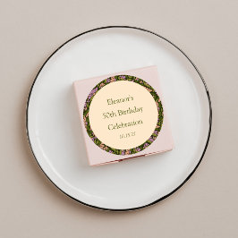 Pegatina Redonda Retro Boho Green Cute Floral Personalizado 50 cump